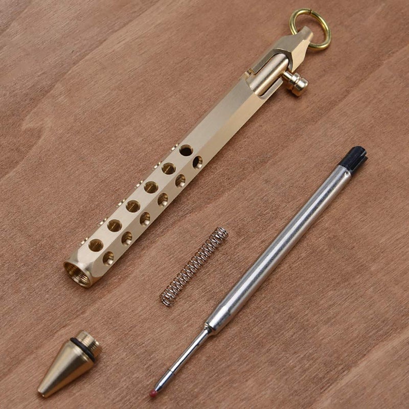 EKLOEN Six-Edge Solid Brass Pen, Bolt Action EDC Pocket Signature Pen(Brass) - Image 2